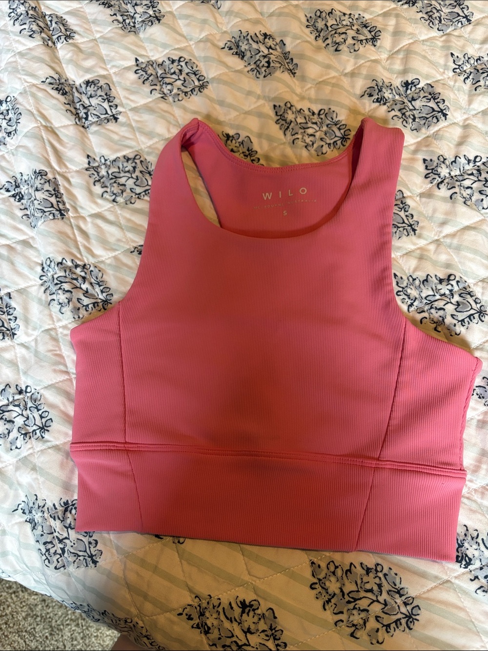 WILO Pink Ribbed Sports Bra